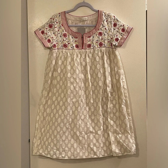 PAYAL JAIN by ANTHROPOLOGIE Embroidered Aurora Dress in Neutral Motif - Picture 2 of 5